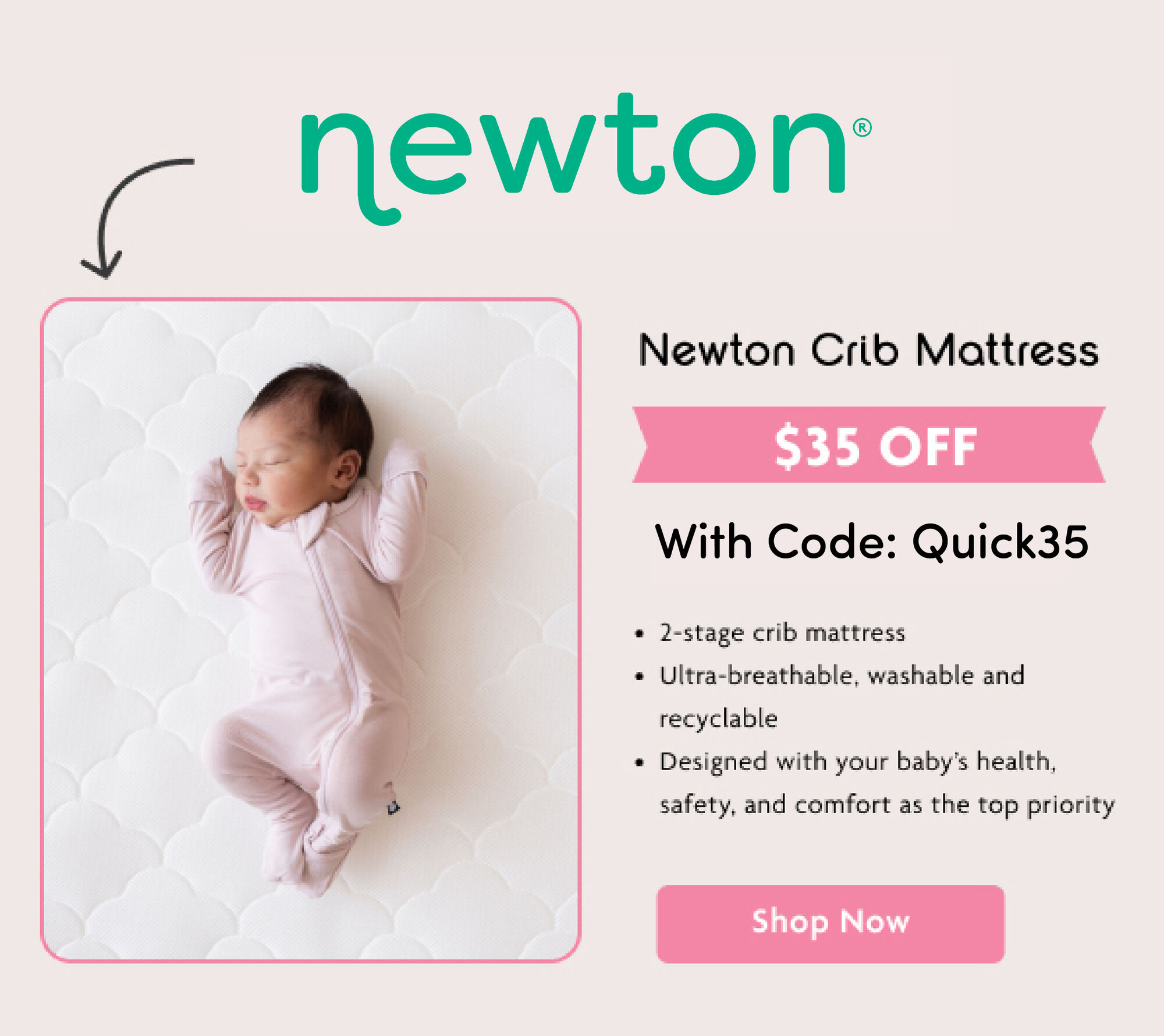 Newton baby, newton crib mattress take $35 off