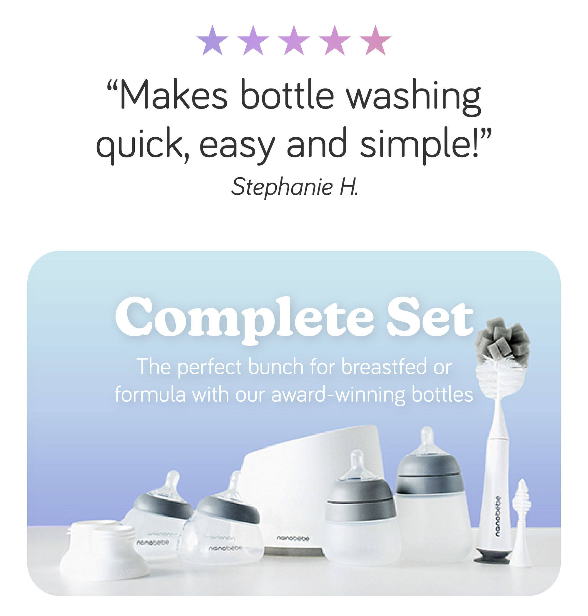 Makes bottle washing quick, easy and simple