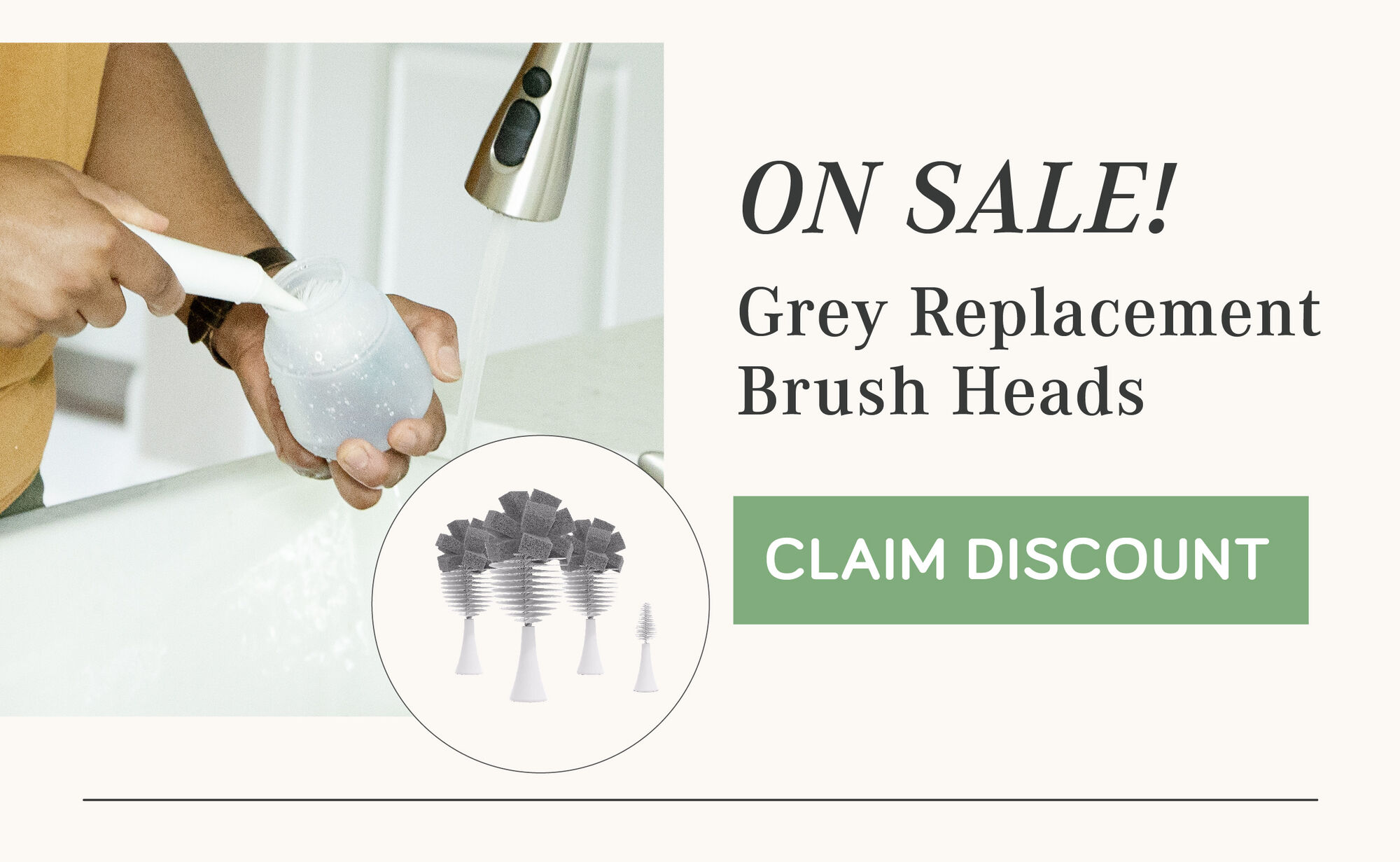 ON SALE! Grey replacement brush heads