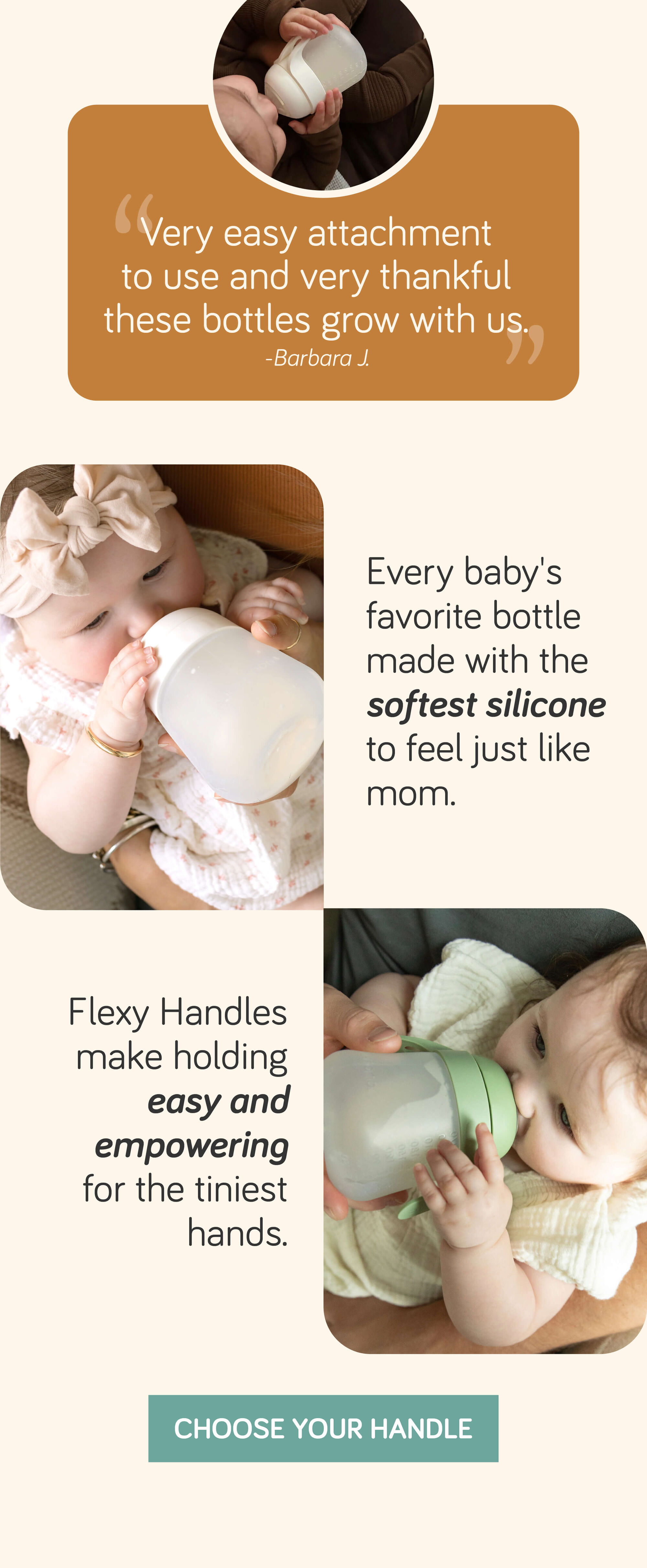 "Very easy attachment to use and very thankful these bottles grow with us"